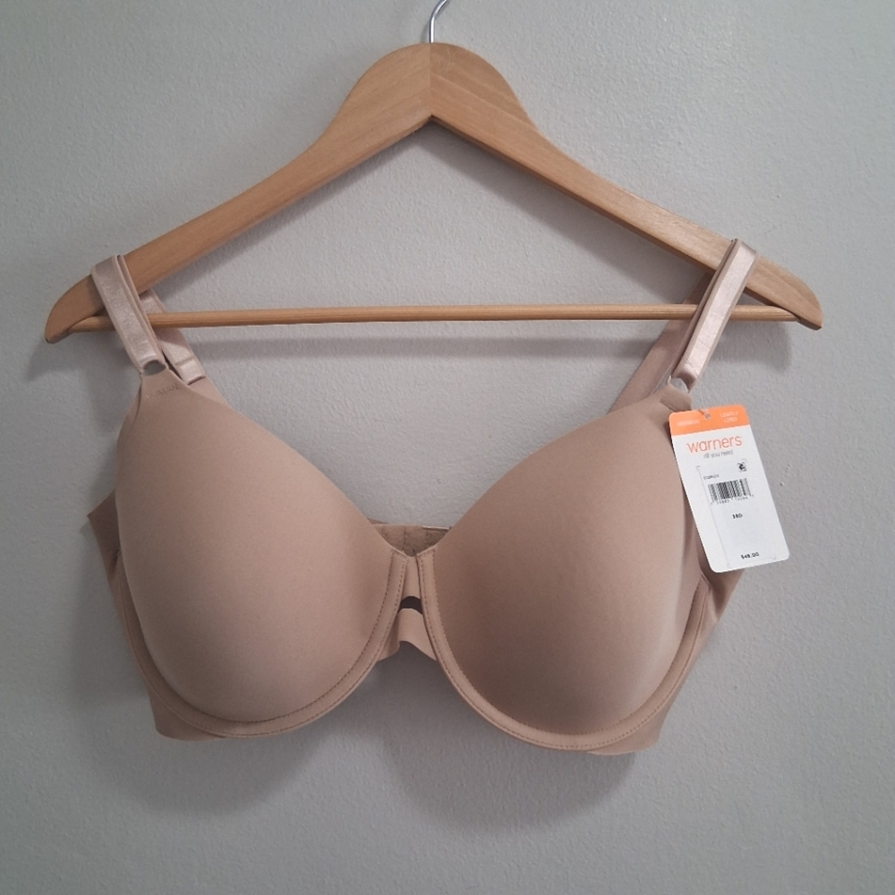 Warners NWT Nude Cream Beige Lightly Lined With Underwire Bra Size 38D